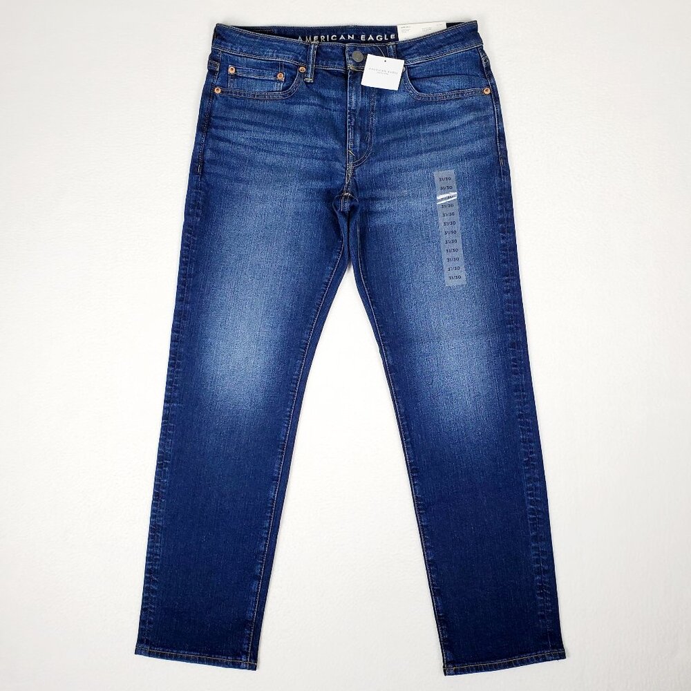 AMERICAN EAGLE Mens Size W32 x L29 Blue Denim Slim Straight Airflex+ Jeans Pants